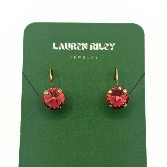 Handmade Peachy Pink Swarovski Crystal Drop Earrings | Gold Plated, Nickel-Free - Picture 1 of 6
